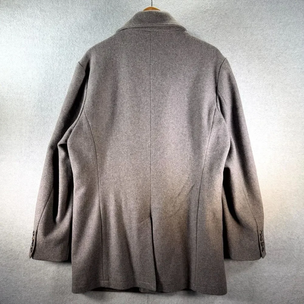 Tre Vero Wool Coat Men's XL Gray Inner Placket Front Notch Lapel Single Breasted